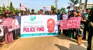 Journalists protesting against a missing colleague in the FCT Abuja