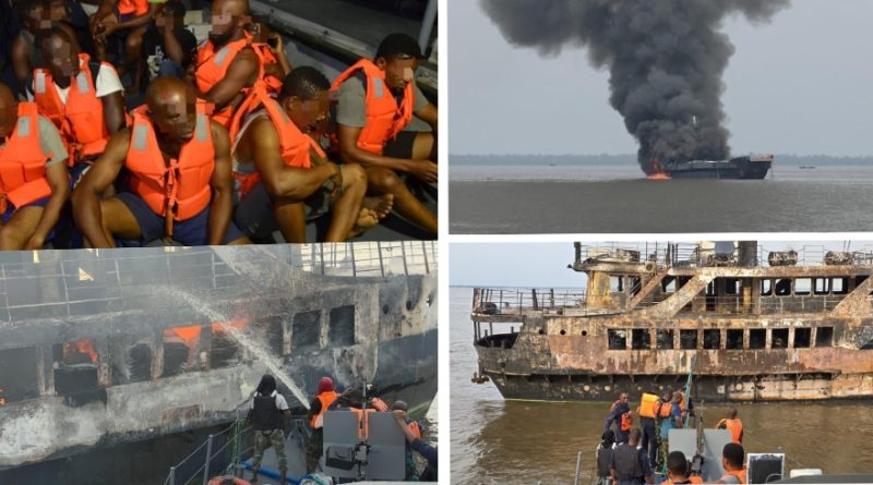 Nigerian Navy Rescues 20 Crew Members from Burning Vessel Off Calabar Waterways