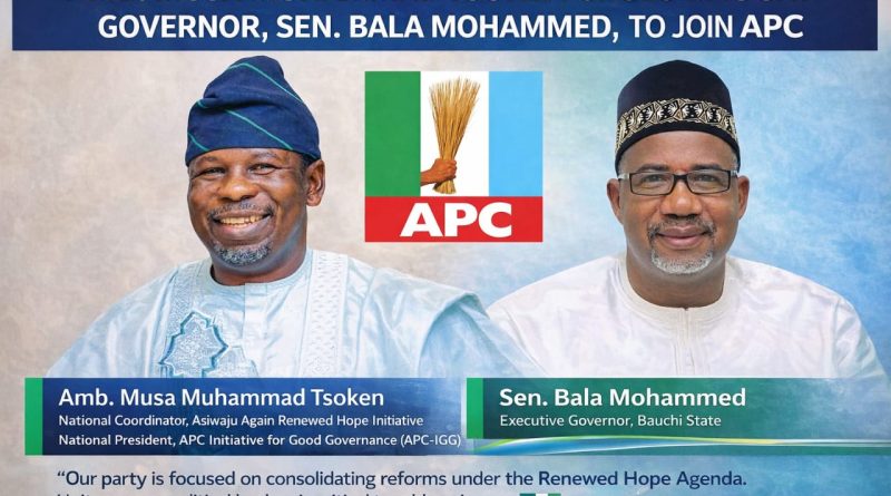 Amb. Musa Mohammad Tsoken Urges Bauchi Governor, Sen. Bala Mohamed to join APC