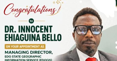 EDO GOVT APPOINTS DR INNOCENT EHIAGUINA BELLO AS EDOGIS MANAGING DIRECTOR