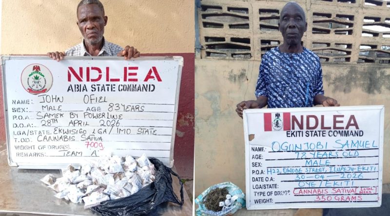 NDLEA Arrests two Senior Citizens for Drug Trafficking, Nabs Notorious Dealer, Recovers Large Consignment of Illicit Substance