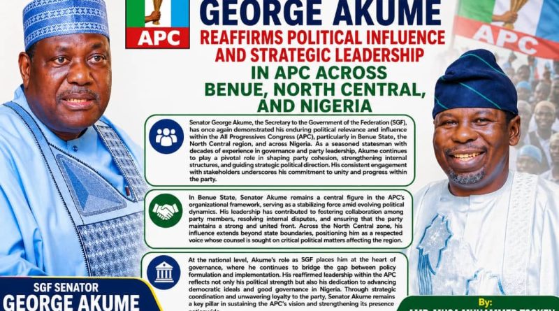 Senator Akume’s Political Influence and Strategic Leadership  in APC accross Benue, North Central and Nigeria Invaluable- Musa Tsoken