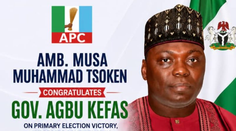 Tsoken Congratulates Gov. Agbu Kefas on Primary Election Victory Tsoken Congratulates Gov. Agbu Kefas on Primary Election Victory