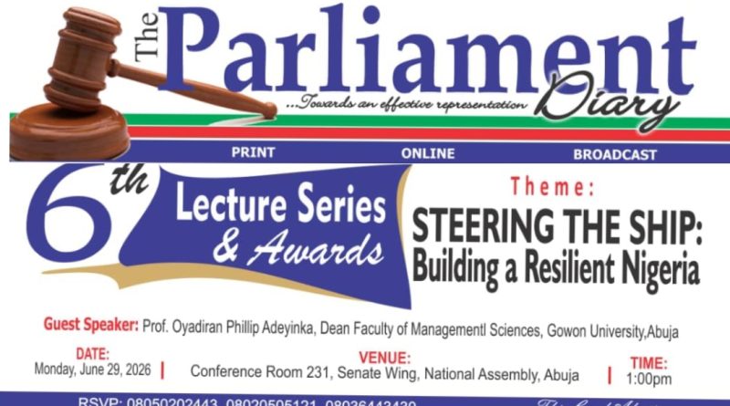 The Parliament Diary to Host 6th Lecture Series, Award Ceremony at National Assembly on June 29