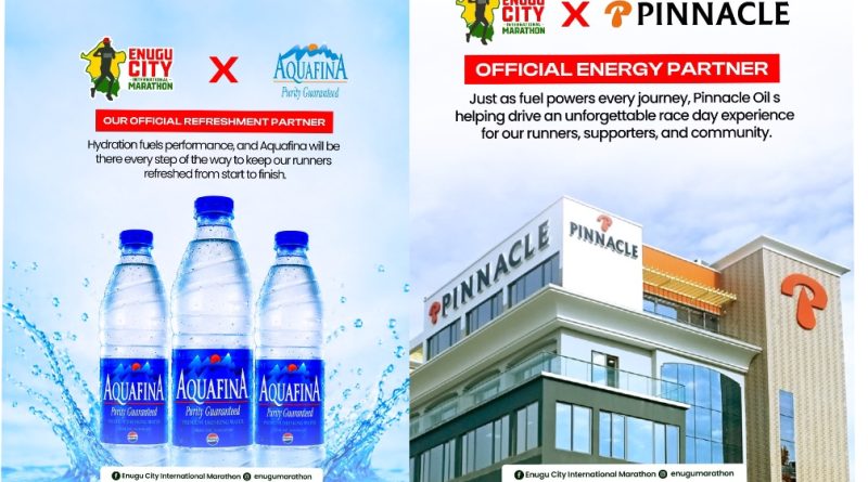 Aquafina, Pinnacle Oil & Gas, African Pits and Quarries, Power Oil, Afia TV, Enugu Air Join 2026 Enugu City Int’l Marathon as Official Partners