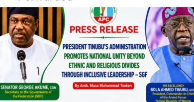 Tinubu’s Administration Promotes National Unity Beyond Ethinic and Religious Divides Through Inclusive Leadership