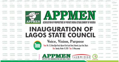 APPMEN TO INAUGURATE LAGOS STATE COUNCIL SATURDAY
